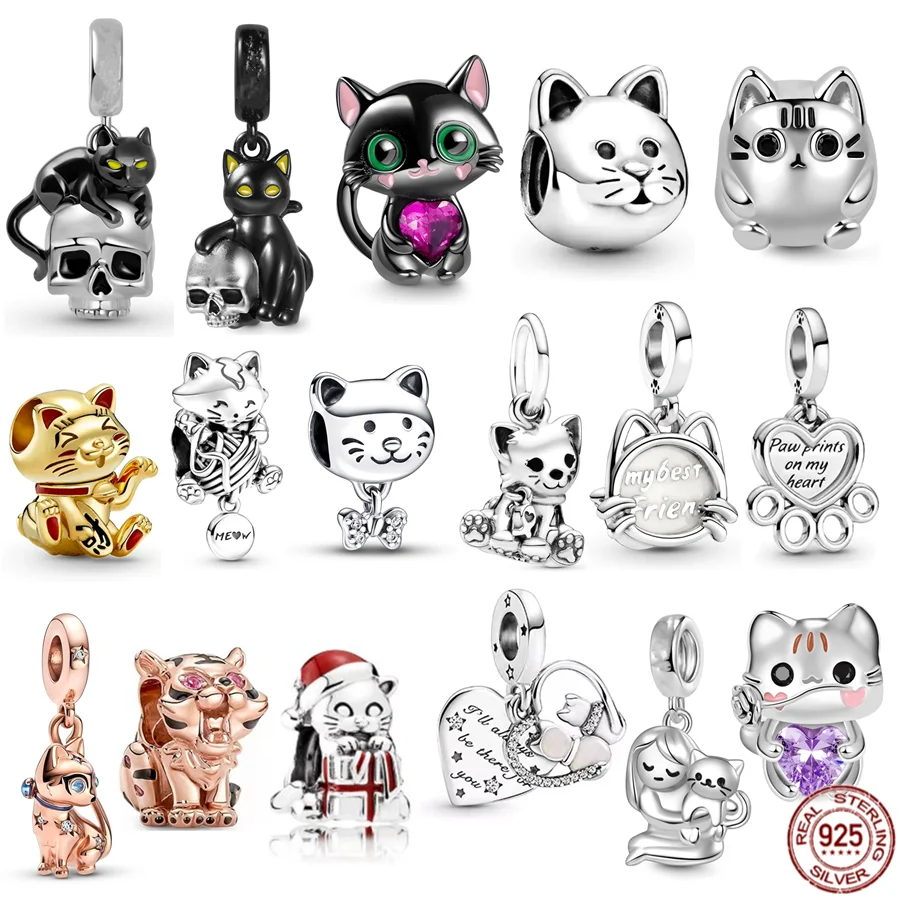 Authentic 925 Sterling Silver Pet Cat Dangle Charm Kitten Be