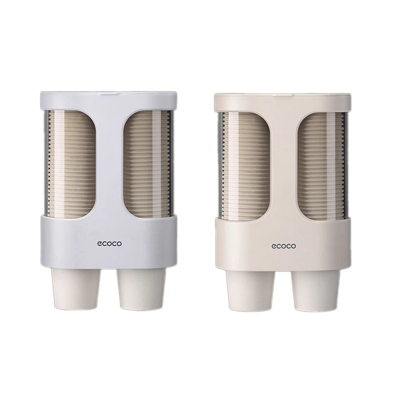

ECOCO Disposable Paper Cups Dispenser Plastic Cup Holder For Dispenser Wall Mounted Automatic Cup Storage Rack