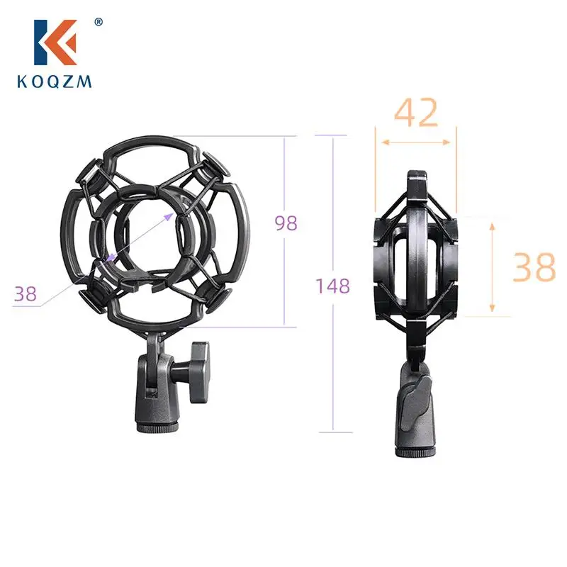 1x Универсальный профессиональный конденсаторный микрофон, держатель для микрофона, держатель для студийной записи, кронштейн для большой диафрагмы, черный зажим для микрофона