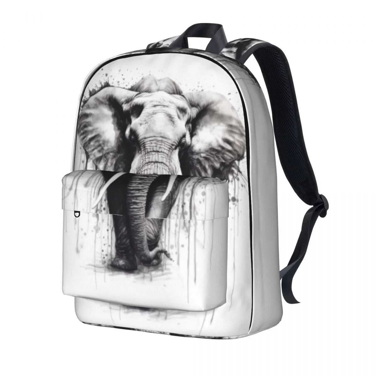 

Elephant Backpack Ink Drawing Hyper Artistic Youth Polyester Sport Backpacks Large Pretty School Bags Rucksack