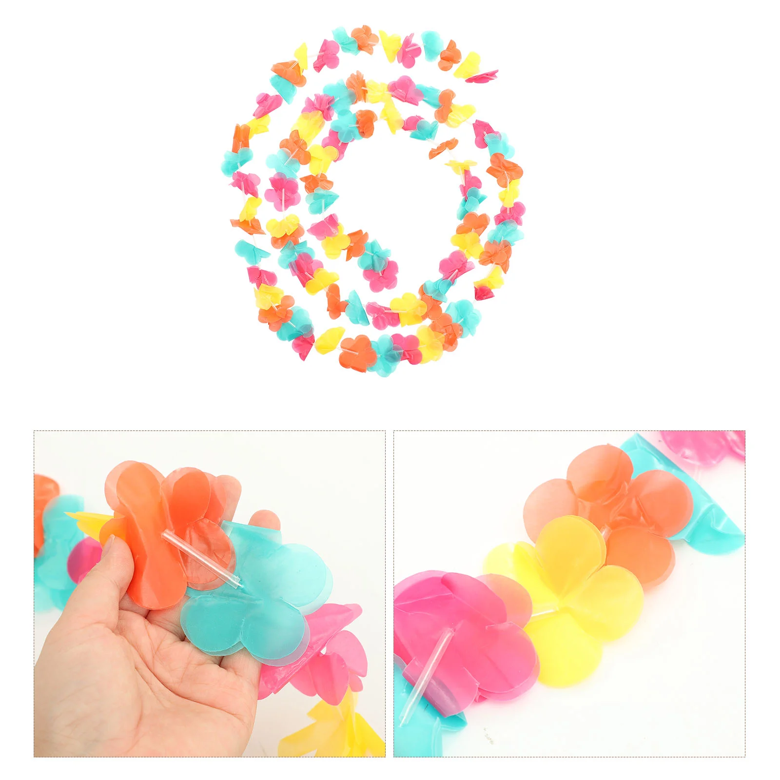 

2Pcs Party Banners Plastic Flower Banners Colorful Banners Hawaii Style Flower Banners for Indoor Outdoor