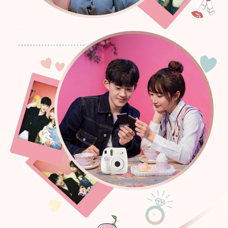 Оригинальная фотокамера Fujifilm Fuji Instax Mini 7 + мгновенная пленка розовая синяя задняя