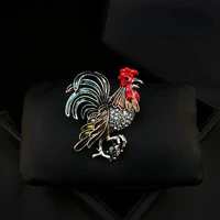 exquisite vivid cock brooch high end mens animal buckle badge enamel pin vintage corsage accessories rhinestone jewelry pins