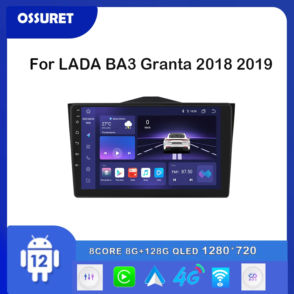 

2 Din RDS Android Car radio multimedia Video player For LADA BA3 Granta 2018 2019 GPS Navigation Carplay 4G DSP WIFI 9"Head Unit