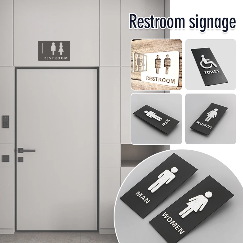 

Acrylic Toilet Signs Shopping Mall Office Buildings Door Plates Indicator Plaque Orientation Sign WC Signage 3D Side Mount