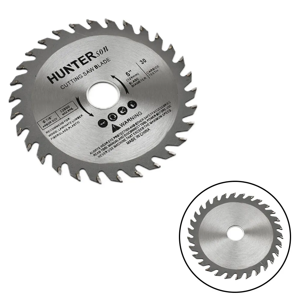 

1pc 5inch 125mm Carbide Tipped Saw Blade 30 Teeth Wood Cutting Disc For Solid Wood Wood-based Panels Plywood Cutting Tools