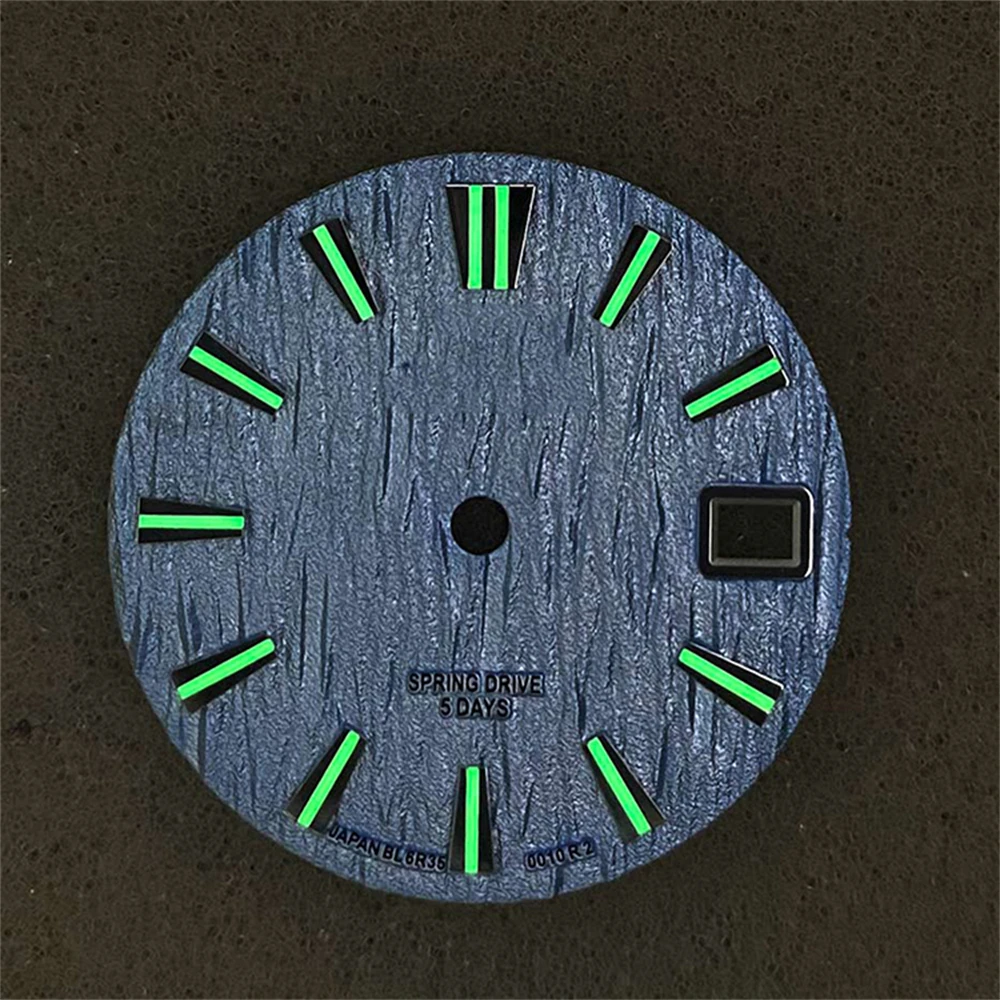 

28.5MM Green Luminous GS Diving Dial 3/3.8/4.2 Position Single Calendar Wave Mechanical Dial For NH35/ NH36/ 4R/ 7S