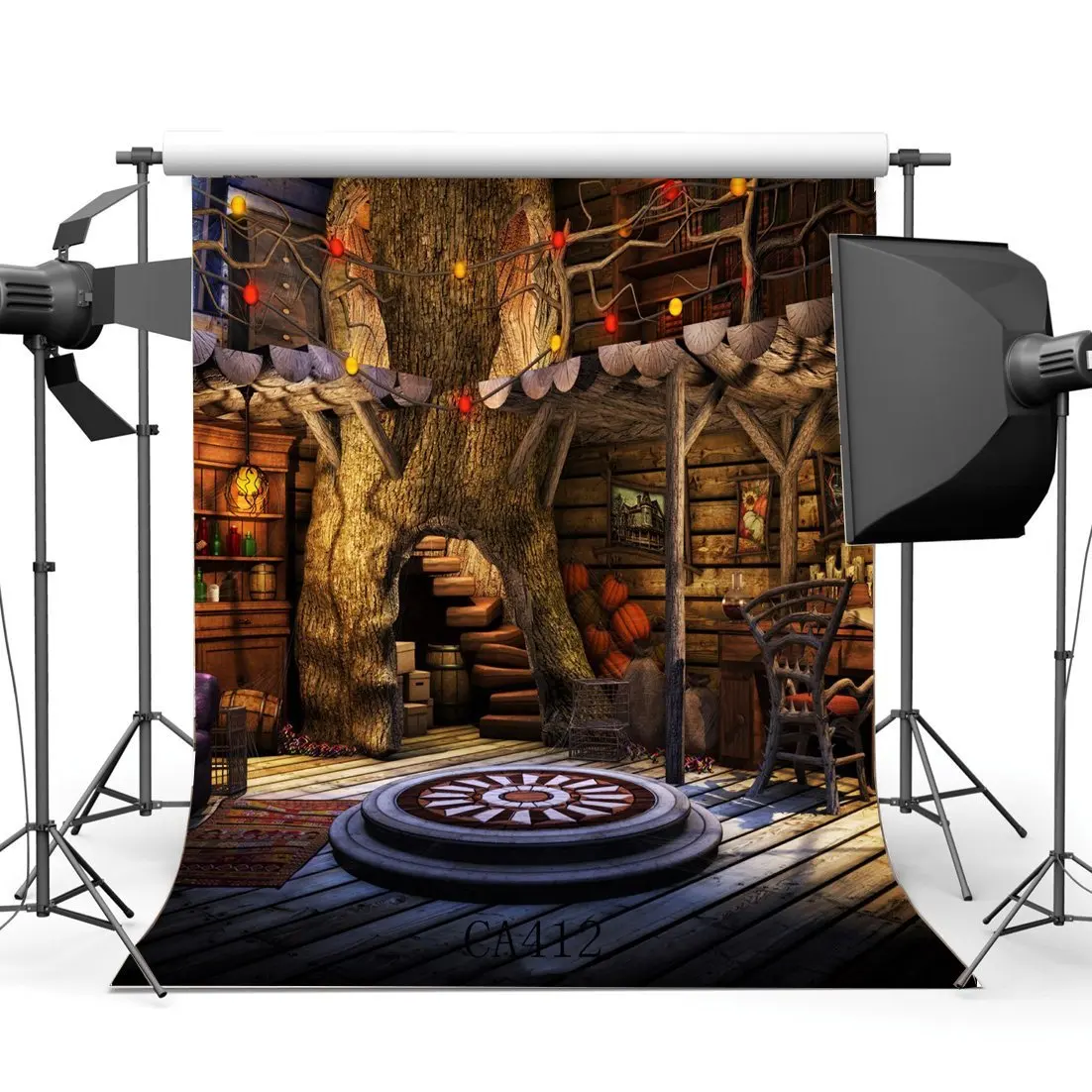 

Photography Backdrops Halloween Horror Night Mysterious Wooden House Masquerade Portraits Photo Background