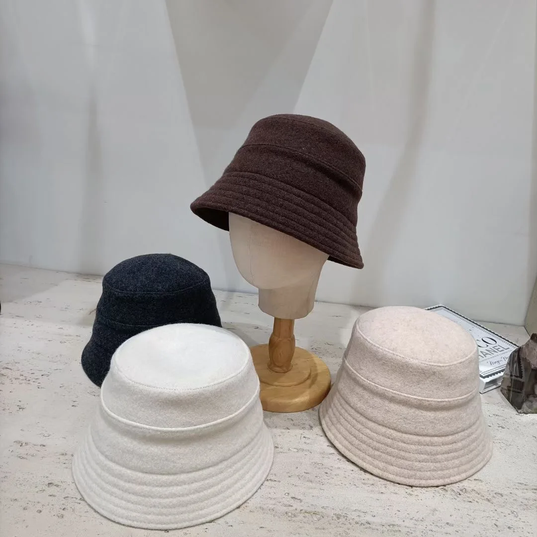 

202311-YL ins chic winter warm wool knitting JAPAN CLASSIC Cold academic style leisure bucket cap men women fishermen hat