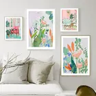 Скандинавский цветочный растительный садовый стул кошка художественный плакат Настенные картины на холсте масляная печать Интерьерная картина винтажный декор комнаты