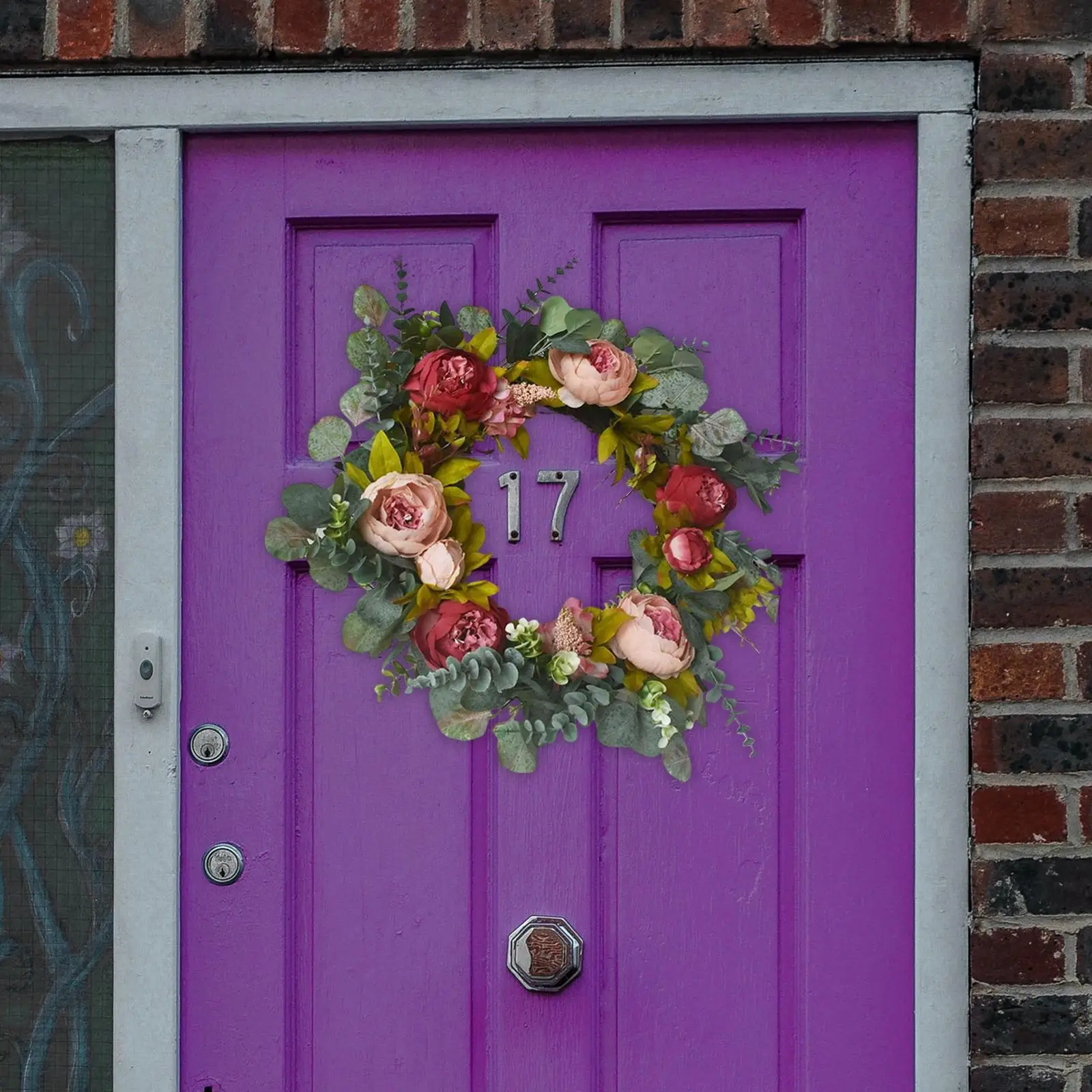 

Весенний венок на дверь, искусственные цветы, венок для украшения двора