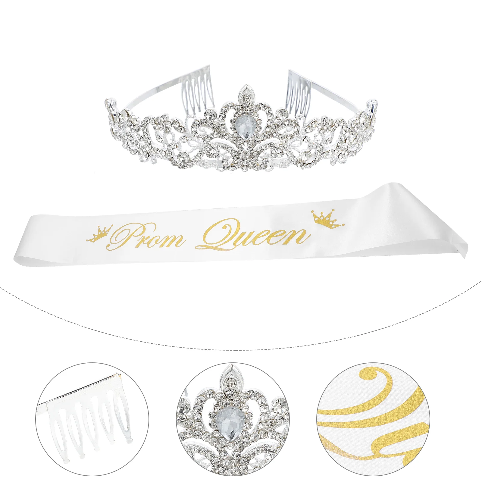 

2Pcs Prom Sash and Rhinestones Set Wedding Party Headdress