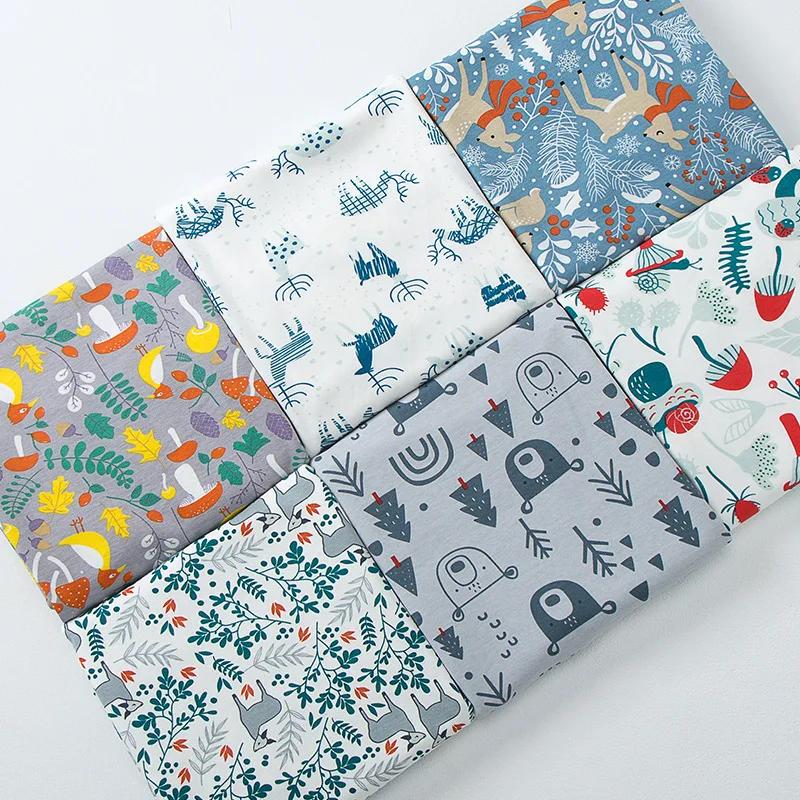 

Cute Animal Printed Pure Cotton Fabric for DIY Sewing Children's Wear Cloth Newborn Pajamas Blanket Handmade Crafts Home Textile