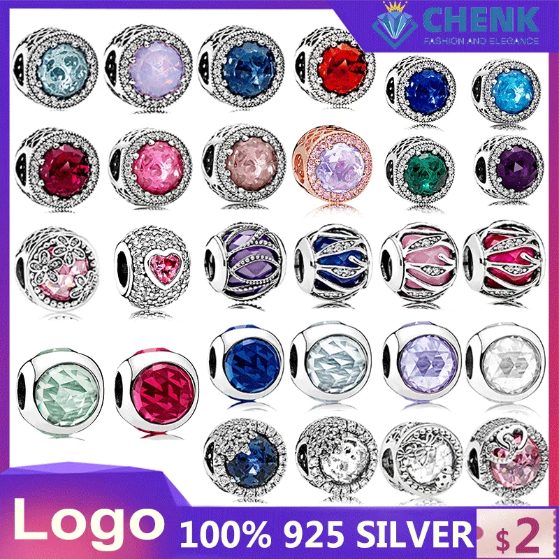B24 Sterling Silver Beads S925 Charm With Logo Exquisite Diamond Beads Girls Birthday Party Gifts Suitable For Original Bracelet