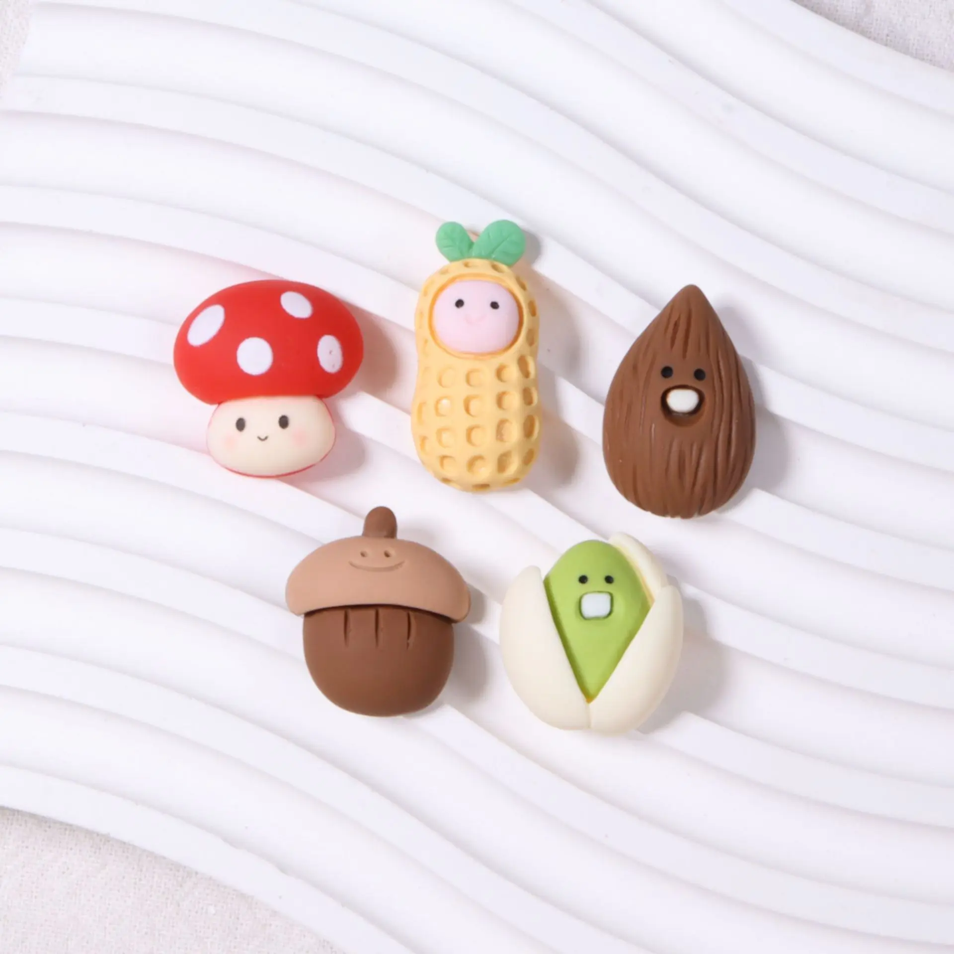 

Kawaii Flat Back Resin Cartoon Simulation Nuts Mushroom DIY Hair Bows Clips Accessories Cabochons Decoration