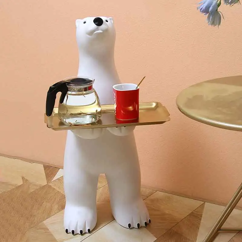 Декор для комнаты скульптура белого медведя украшения гостиной дивана бокового