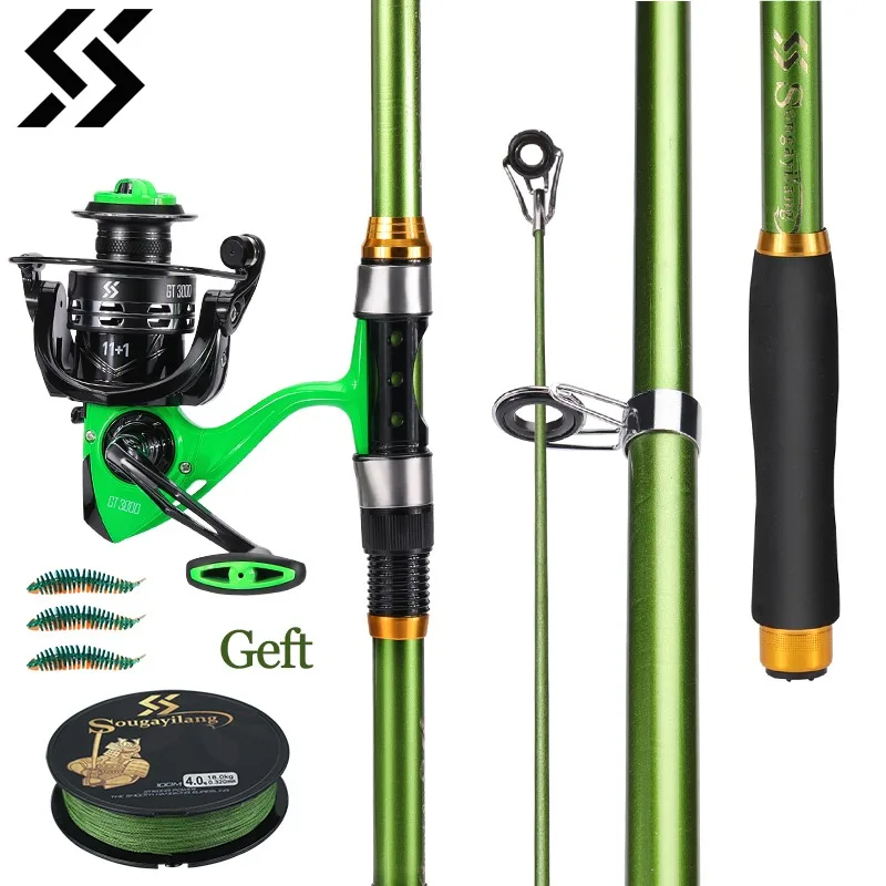 

Sougayilang Telescopic Rod and Reel Set 1.8m-3.3m Class Fiber Spinning Rod Max Drag 10kg Fishing Reel for Bass Pike Carp Fishing