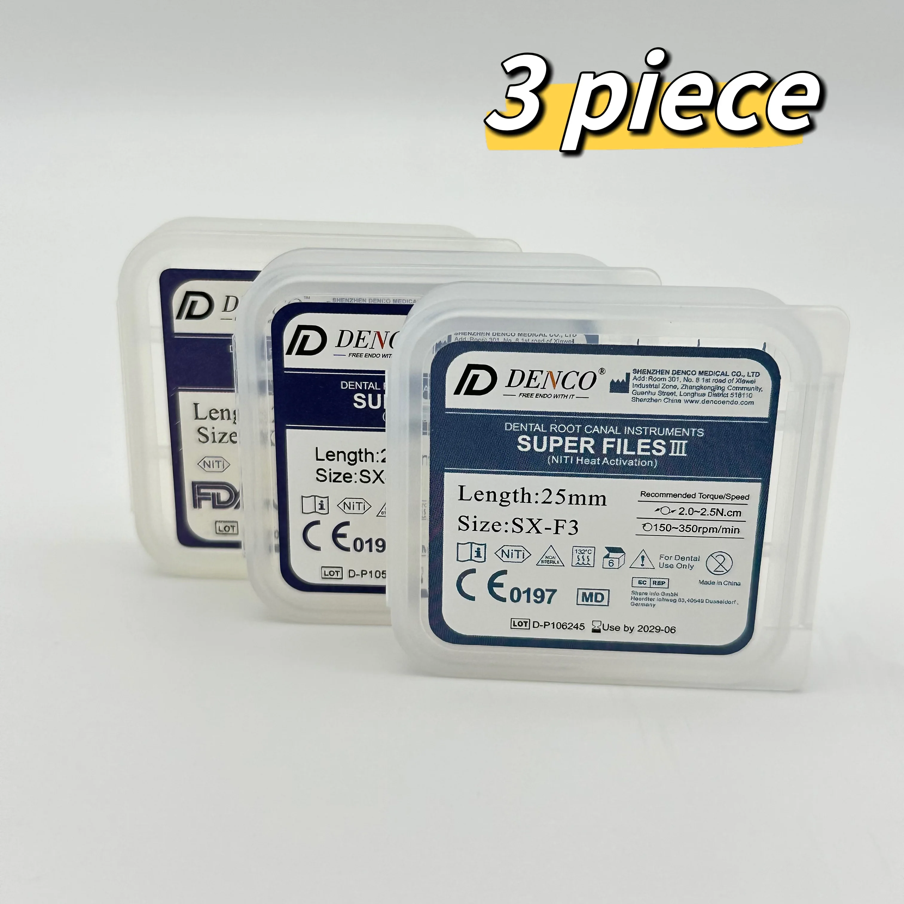 DENCO 3-х предметный стоматологический роторный эндофайл Super Roots Canal