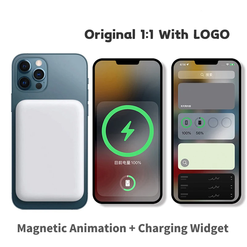 1:1 For MagSafe Magnetic Wireless Power Bank Powerbank External MacSafe Auxiliary Battery Pack For iPhone 14 13 12 Pro Max Mini