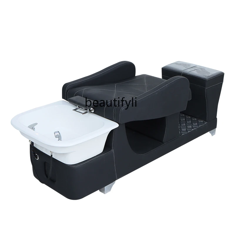 

Barber Shop Ceramic Basin for Hair Washing Station Lying Completely Salon Shampoo Bed Chinese Hair Salon Massage Couch