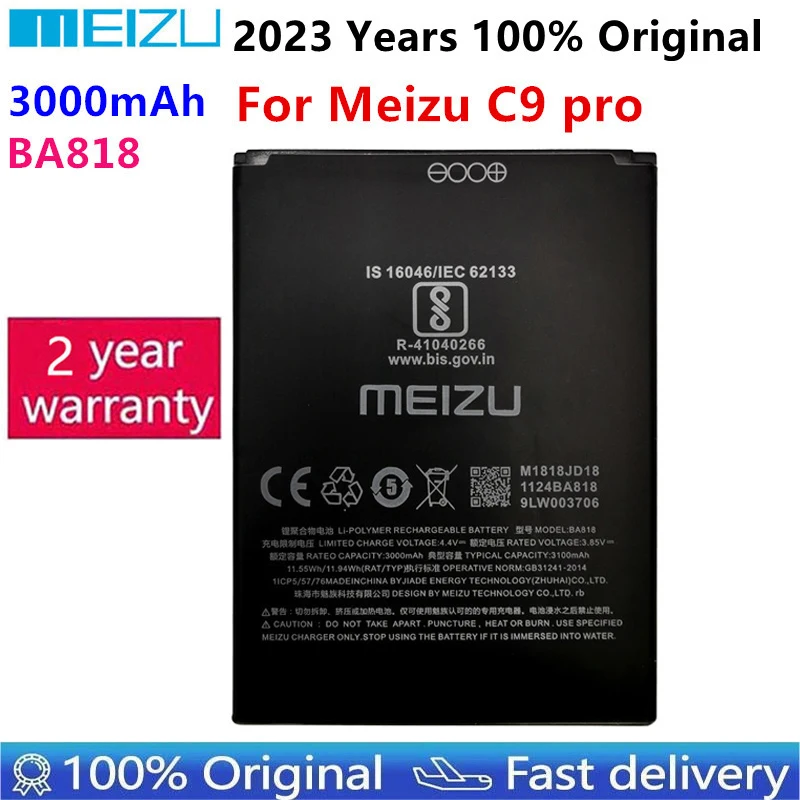 

2023 100% Original High Quality 3000mAh BA818 Battery For Meizu C9 pro Mobile Phone Battery Replacement Batteries Bateria