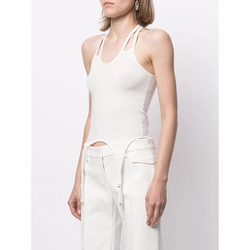

Women's Summer Knitted Bottom Shirt Slim Sleeveless Inside Short Sexy Solid Color Tops Fine Suspenders Beauty Back Tank