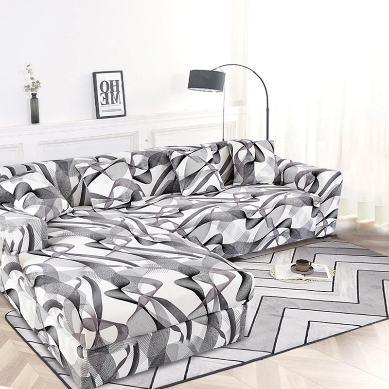 Чехол для дивана геометрический угловой эластичный для гостиной, животных, углового дивана L-образной шезлонг-чехол 1 шт.