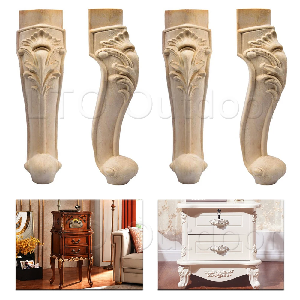 

1/4 PCS Wood Solid Carved Furniture Legs Replacement Sofa Couch Chair Cabinets Carving Wardrobe Shoes Cabinet Feet