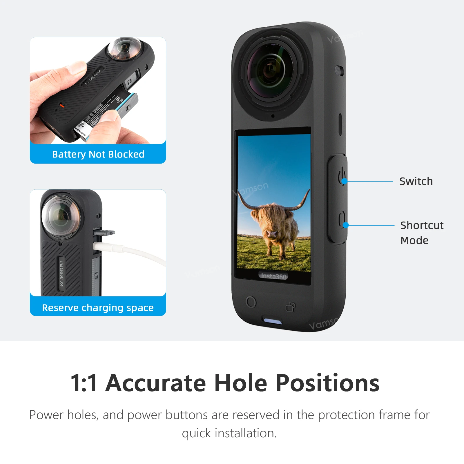 Мягкий силиконовый чехол Vamson для Insta360 X4, противоскользящий пылезащитный силиконовый защитный чехол для Insta 360 X4, аксессуары для камеры (art.: 3920c853dc0c2) - 3920c853dc0c2