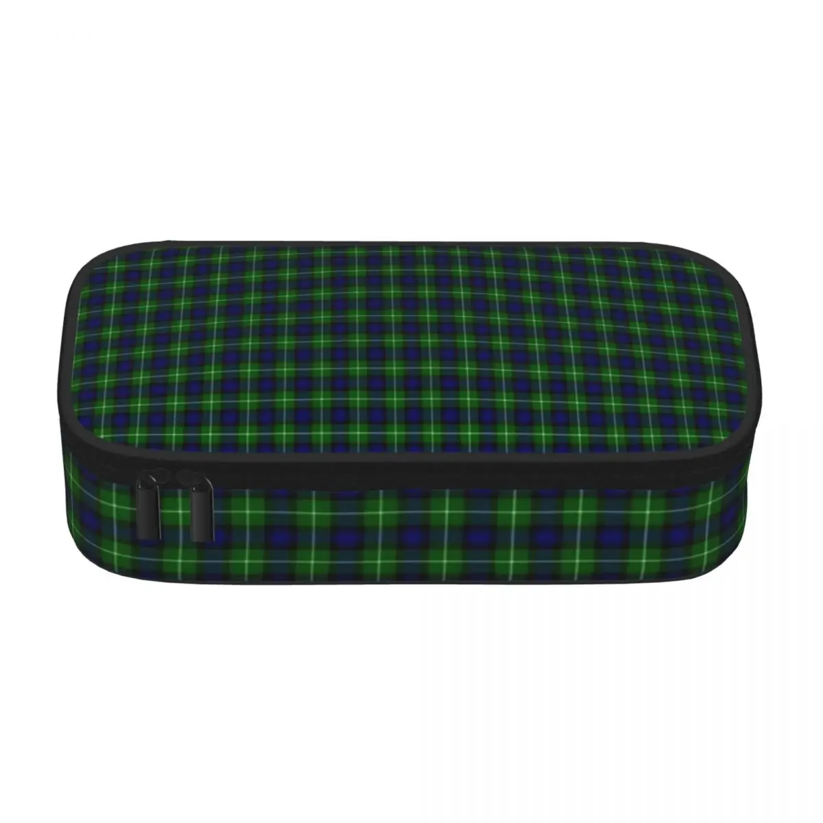 Blue Green Plaid Pencil Case Lamont Tartan Vintage Teens Stationery Zipper Pencil Box Multi Function Cool Pen Organizer