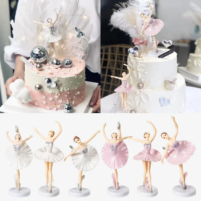 

3 PCS Set Ballet Doll with Standing Bottom Princess Birthday Cake Decoration Wedding Party Romantic Toy Accessories 5.5 Inches