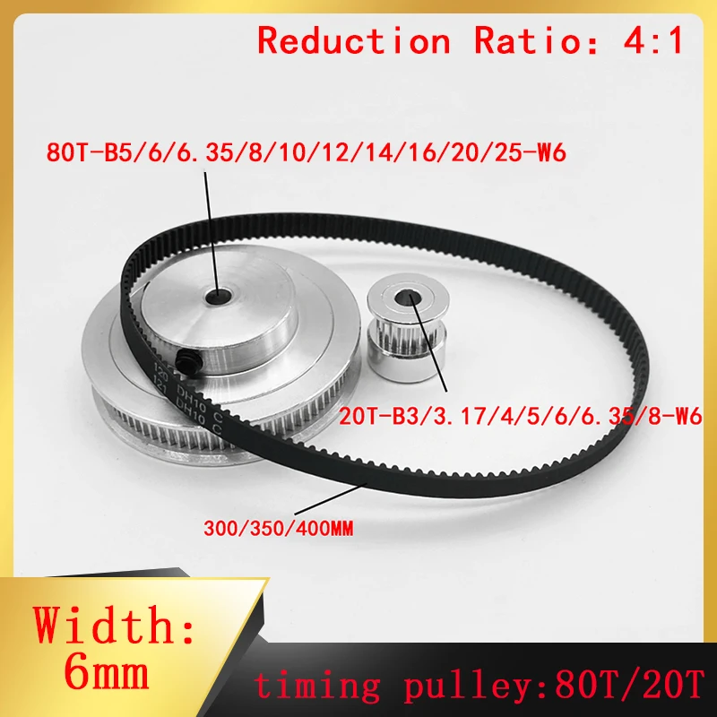 

2GT 2M 20T: 80T With Gear Teeth GT2 Reduced By 4:1/1:4 Aperture 3-25 Synchronous Pulley Belt Width 6mm 3D Printer Accessories