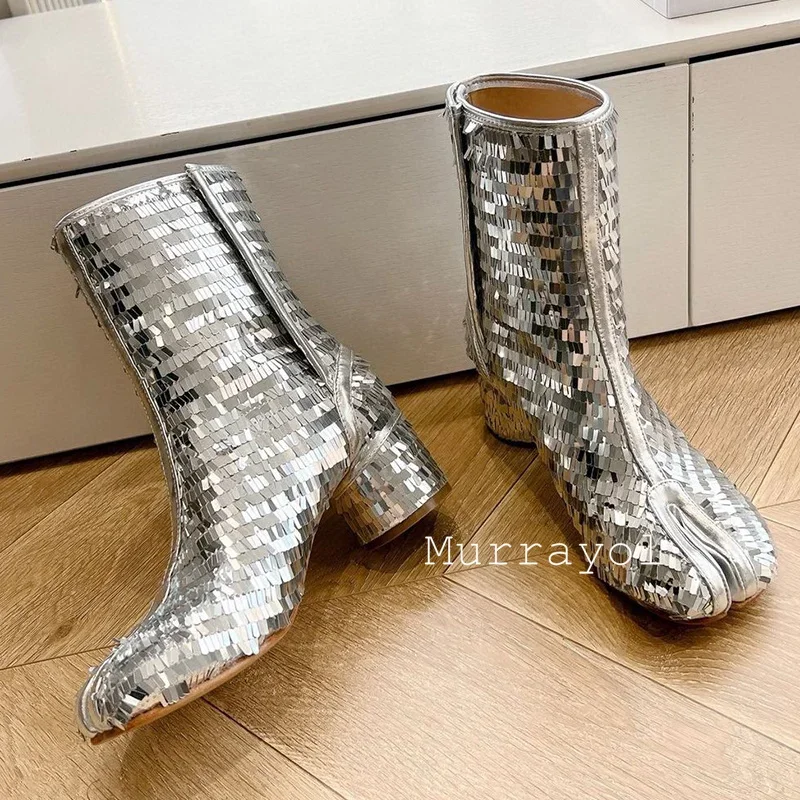 Bling Блестящий декор Боковая молния Ботильоны Женские однотонные короткие сапоги