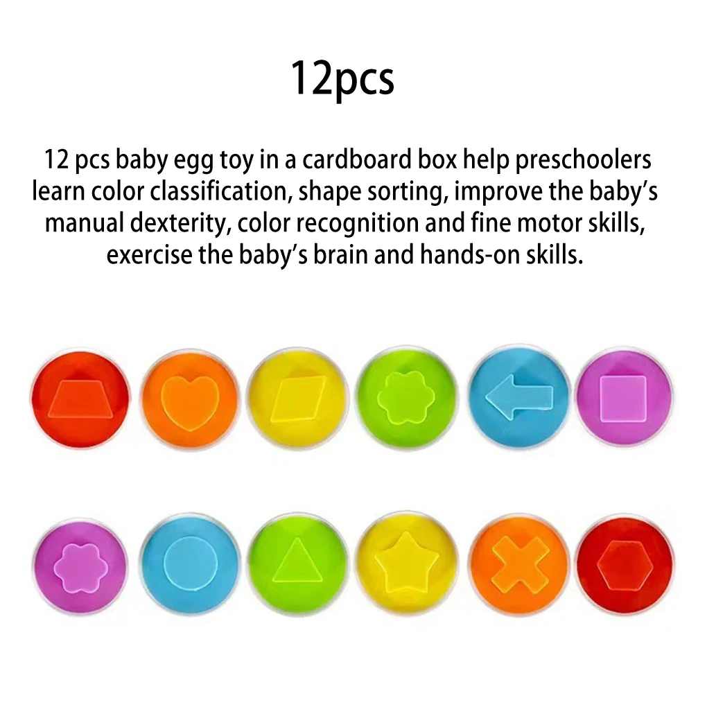 

12Pcs Baby Matching Eggs Toys Shape Sorting Recognition Educational Study Learning Shape Plaything Toddlers Gifts Home