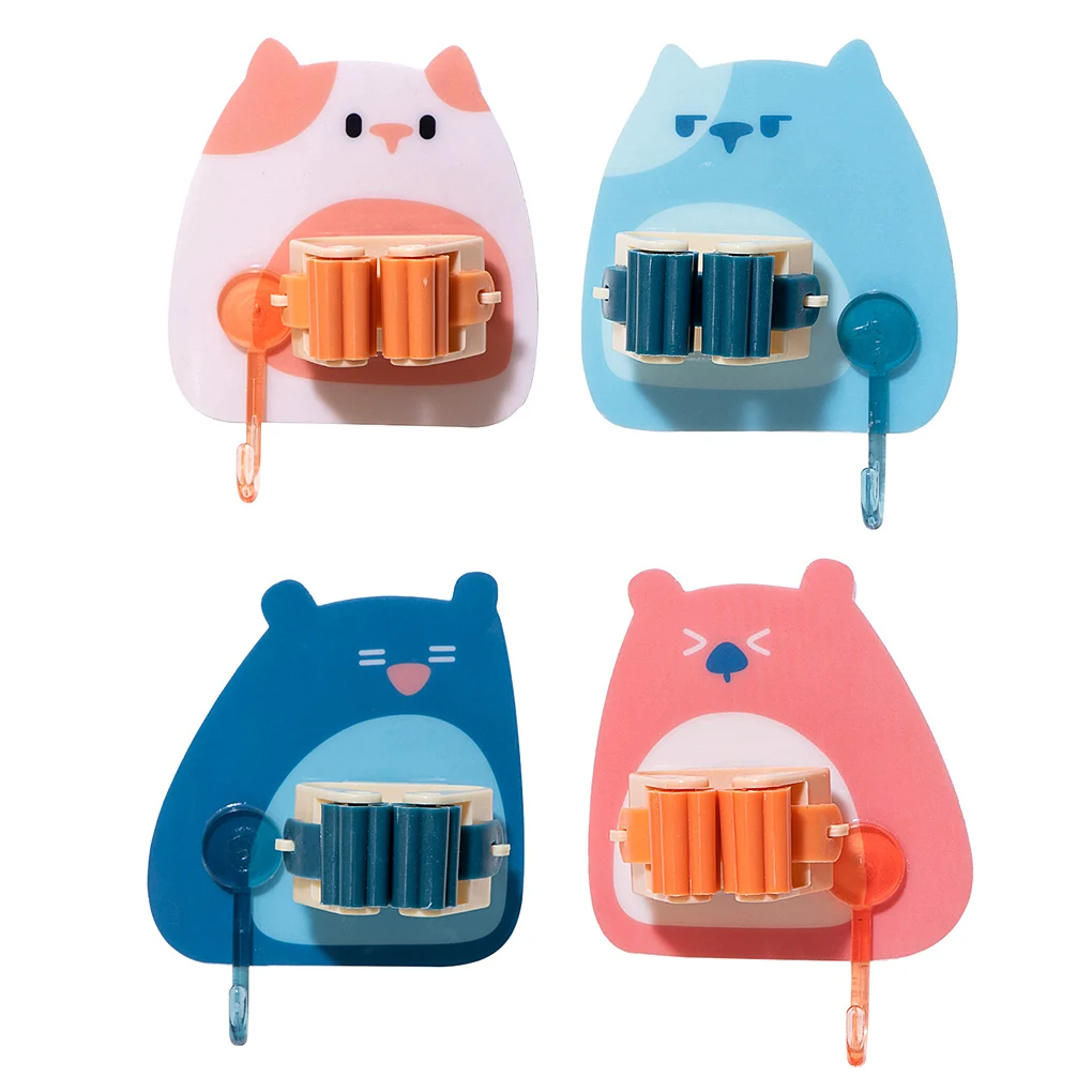

Mop Hanger Hook Wall Mounted Mop Holder Organizer Plastic Kitchen Bathroom Storage Rack ABS PVC Punch-free Mop Storage Rack