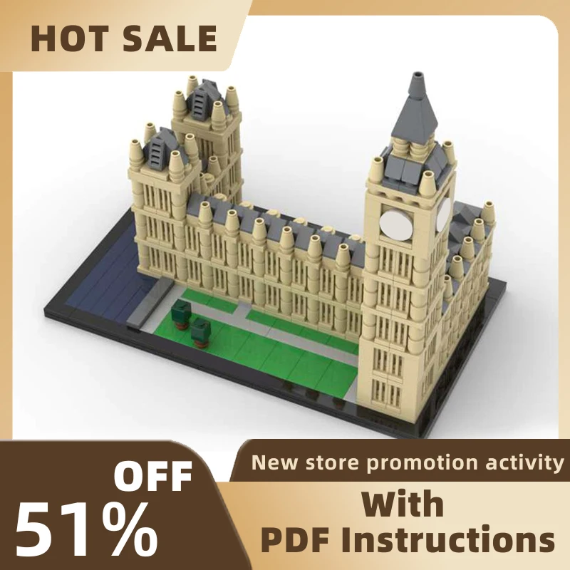 Новый город хит продаж вид на улицу Moc модульная модель заземления Big Ben
