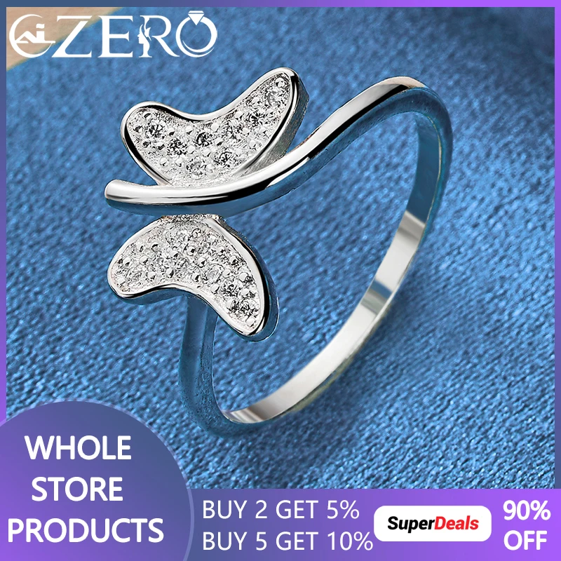 

Charm 925 Sterling Silver Shiny Crystal Butterfly Rings 7-10 Size For Women Fashion Wedding Gifts Engagement Party Girl Jewelry