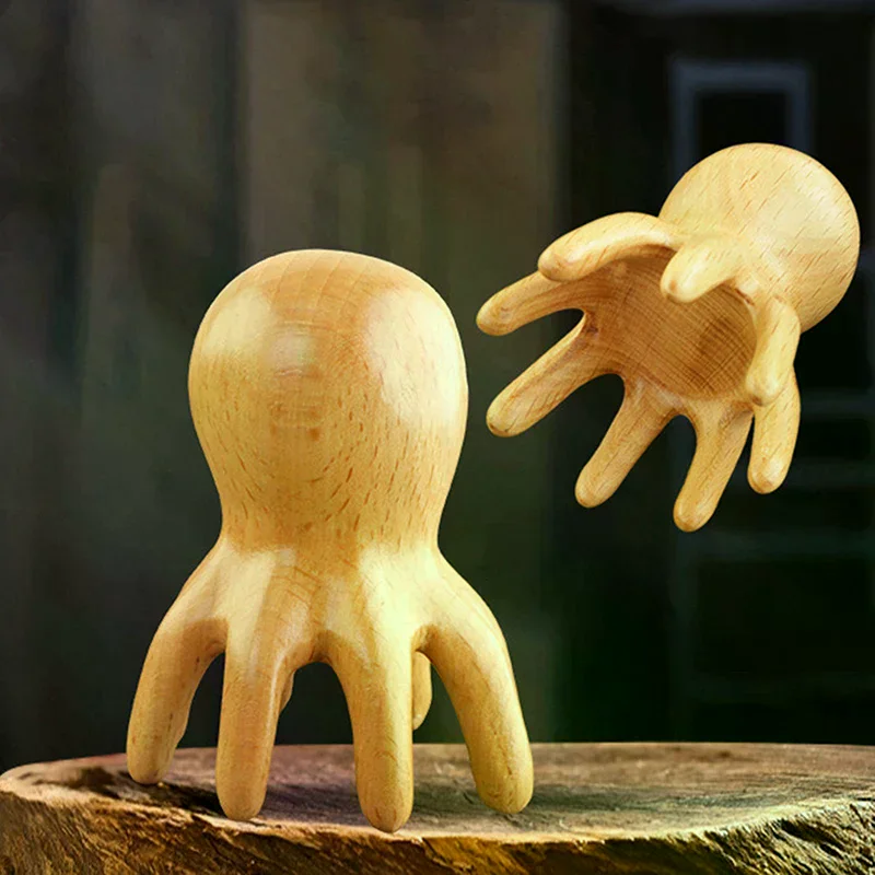 Фото Массажная расческа-щетка Octopus для головы и меридианов, для массажа кожи головы, акупунктурного массажа, SPA, Гуаша, сандаловая, для снятия усталости №2