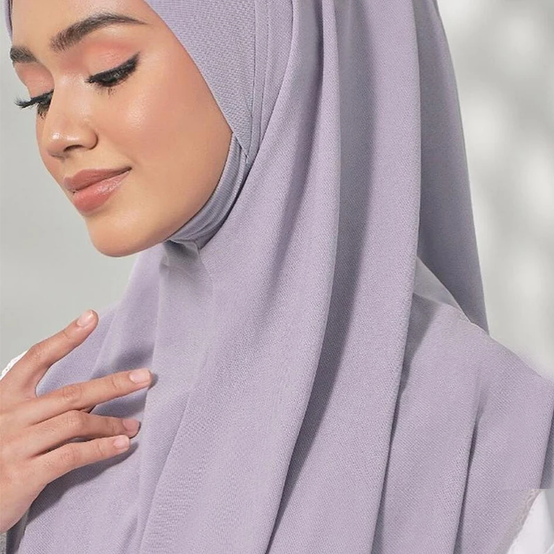 H124 Plain Large Size Muslim Hijab with Chin Part Top Quality Amira Pull on Islamic Scarf Hot Sell Headscarf Ramadan Pray Hats