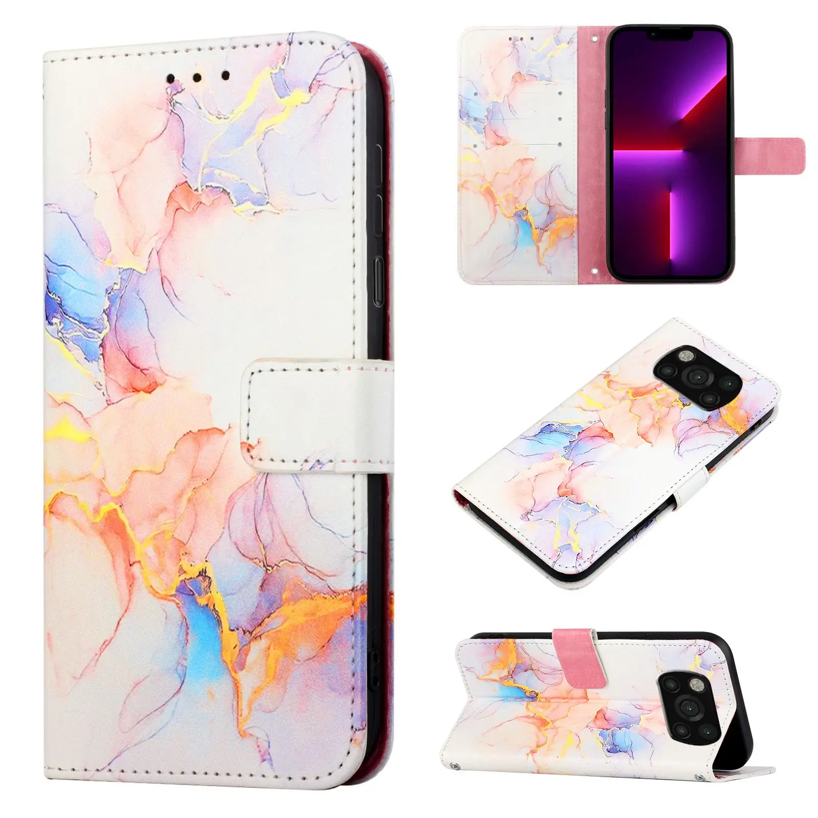

Fashion Marble Painting Pattern Leather Phone Wallet Case Stand For Xiaomi Poco X3 NFC X3 Pro Magnetic Card Flip Book Cover Bag