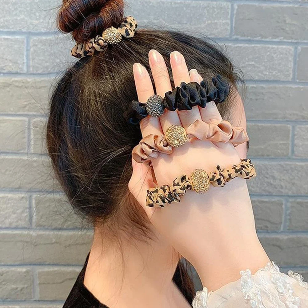 

Leopard Hair Tie Hair Tie Rubber String Rhinestone Hair Tie Hair Accessories Headwear Ponytail Hair Tie