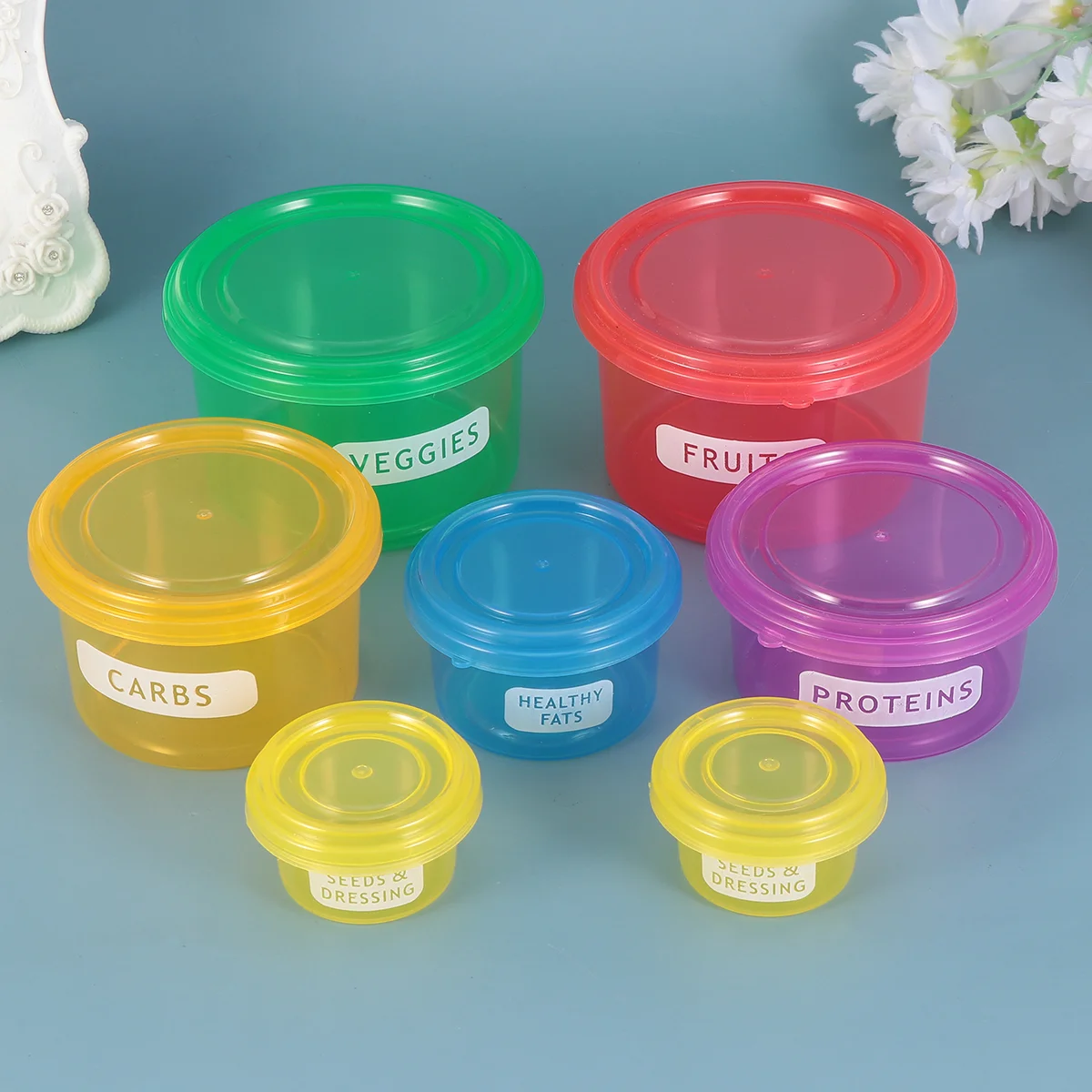 

1 Set 7Pcs Diet Portion Control Containers Fresh- keeping Box Seal Dispenser Reusable Storage Case