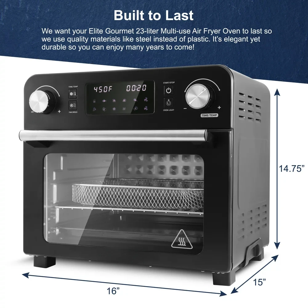

Programmable 23L Air Fryer Rotisserie Oven with 10 Functions, and Interior Light, Black Milk steam frother Coffee makers Cold b