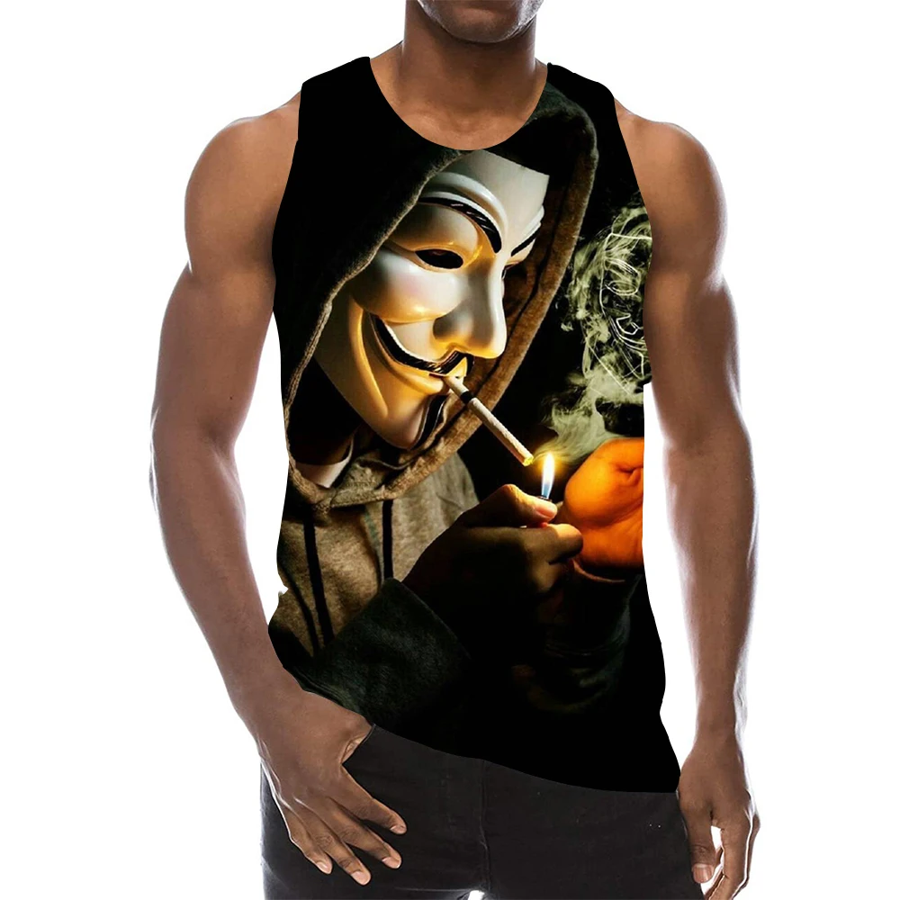 

Clown Joker Tank Top For Men 3D Print Joker Face Sleeveless Pattern Top Clown Graphic Funny Vest
