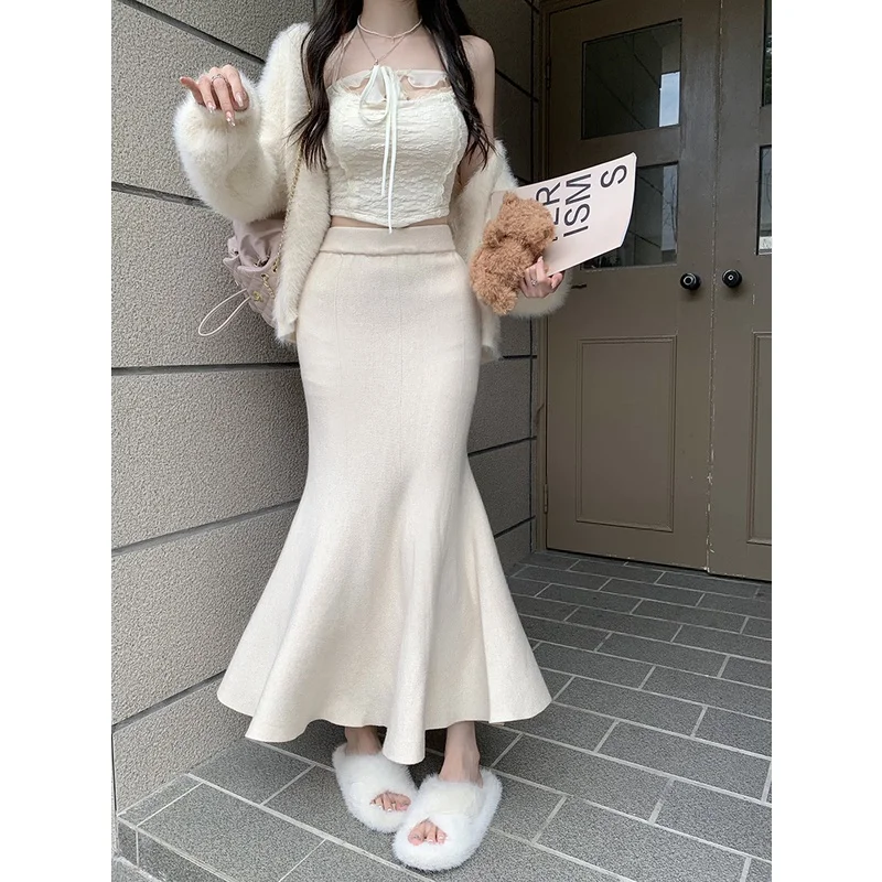 

High waist slim knit skirt for women in autumn and winter