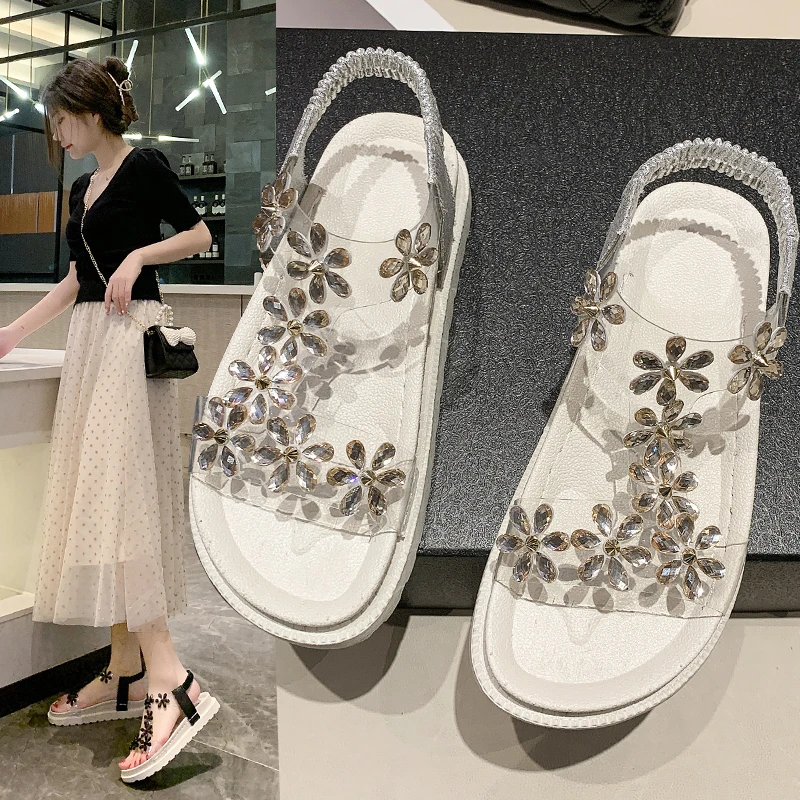 

Shoes for Women 2023 High Quality Lace-up Cuff Women's Sandals Summer Platform Breathable Casual Sandals Women Floral Shoes