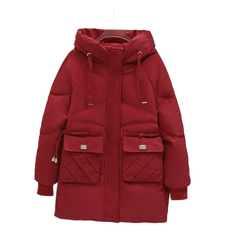 

New Wine Red Jacket Women 2023 Winter Long Parka Casual Woman Winter Coat Fashion Female Jacket Cotton Padded Warm Long Coats