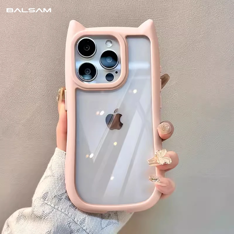 Силиконовый бампер с милыми кошачьими ушками мультяшный 3D ударопрочный чехол