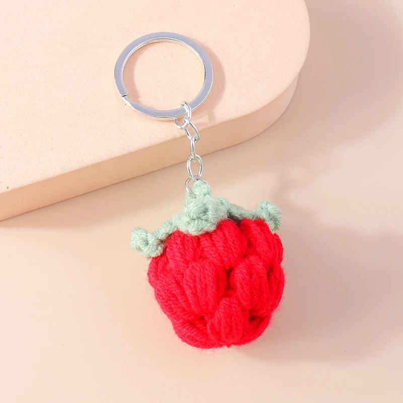 

Cute Keychains DIY Handmade Knitted Fruit Strawberry Charms Keyrings for Women Men Car Key Handbag Pendants Key Chains Accessory