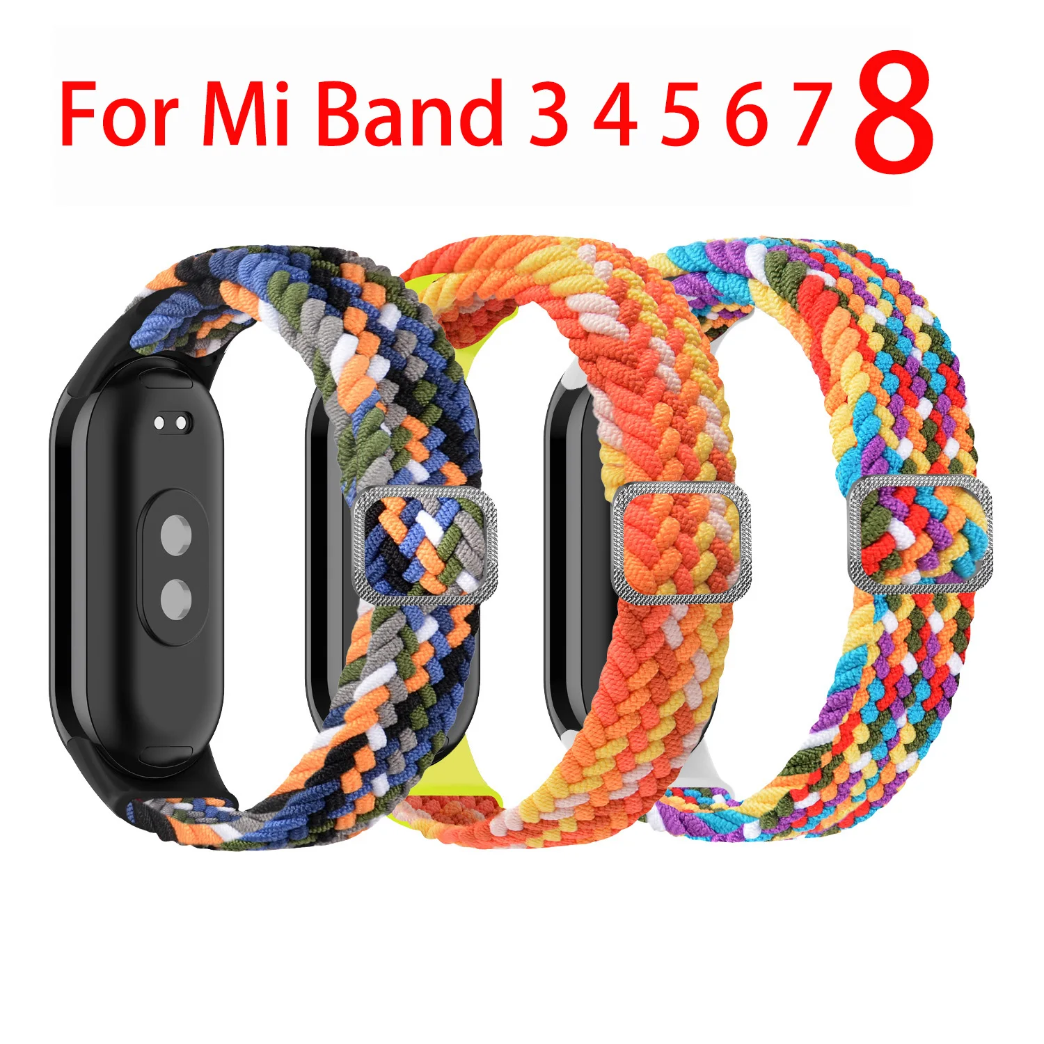 

For Mi Band 6 Strap For Mi Band 8 7 5 4 3 Strap Bracelet Nylon Braided Multicolor Sport Solo Loop Smart Fitness Wristwatch
